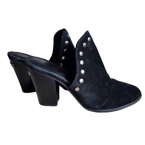 Michael Kors Louise Black Suede Studded Slip on Mules Clogs Shoes 8 Pre-owned - Picture 2 of 10